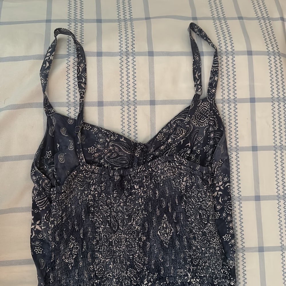 Blue Paisley Cut-Out Romper - Picture 7 of 11